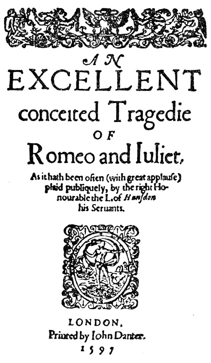 Титульный лист первого издания 'Ромео и Джульетты'. 1597
