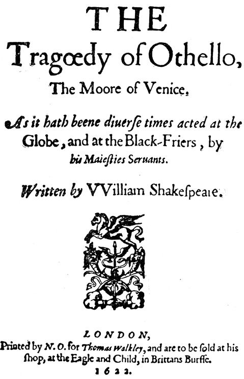 Титульный лист первого издания 'Отелло'. 1622