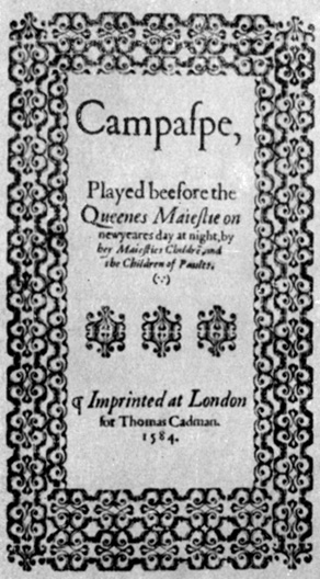 'Кампаспа' - пьеса предшественника Шекспира Джона Лили (1584)
