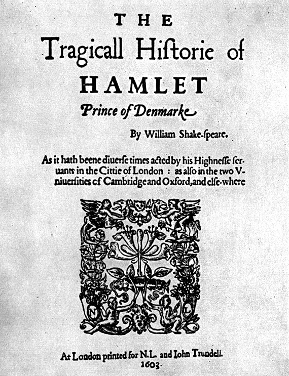 Первое издание 'Гамлета', 1603 год